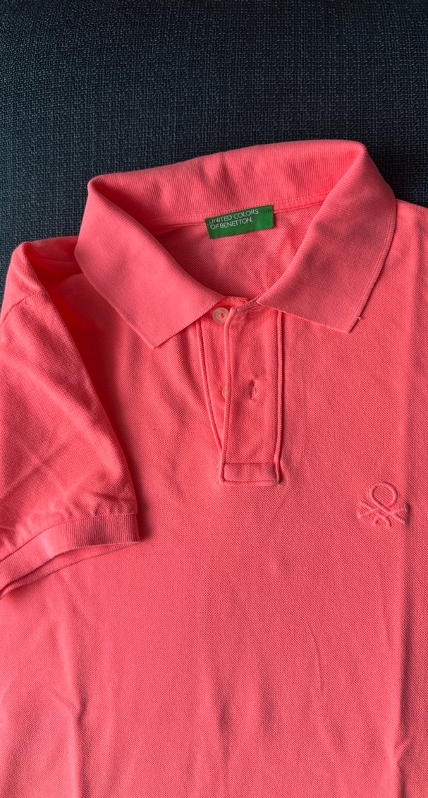 Neon Pembe Düğmeli Kısa Kollu Polo Tişört - Görsel 4