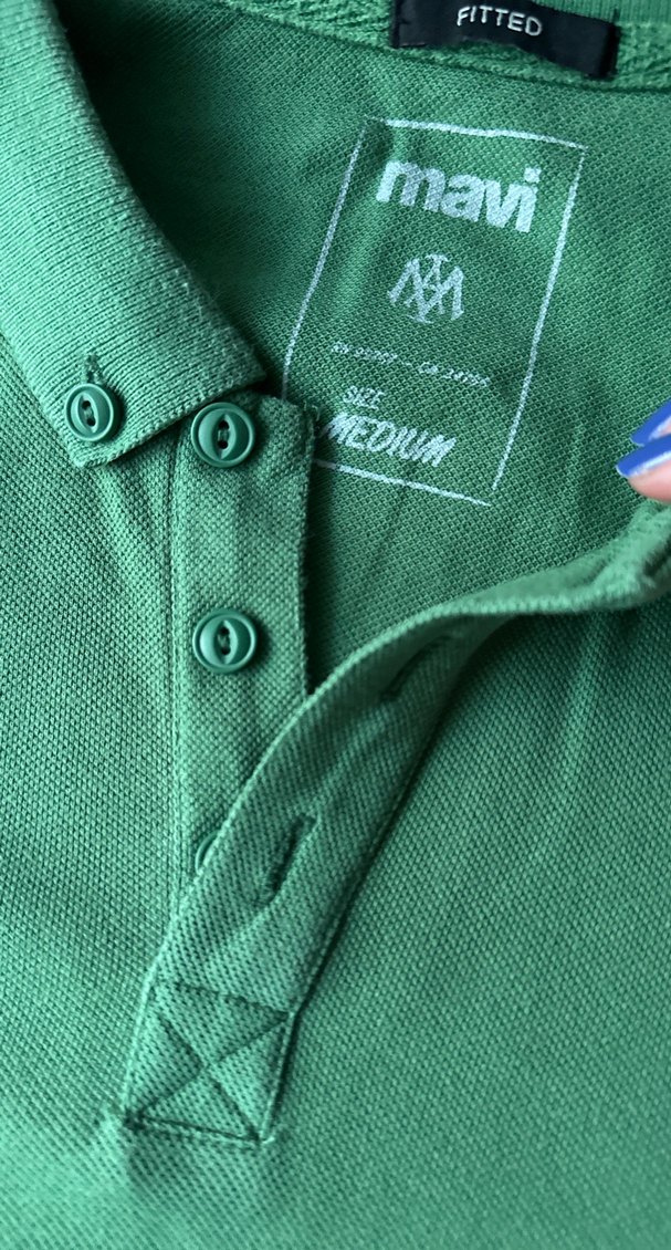 Erkek Yeşil Düğmeli Polo Tişört - Görsel 4