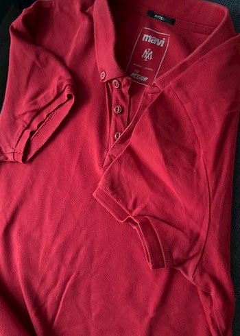 Kırmızı Düğmeli Kısa Kollu Polo Tişört - Görsel 5