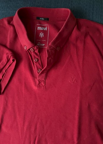 Kırmızı Düğmeli Kısa Kollu Polo Tişört - Görsel 3