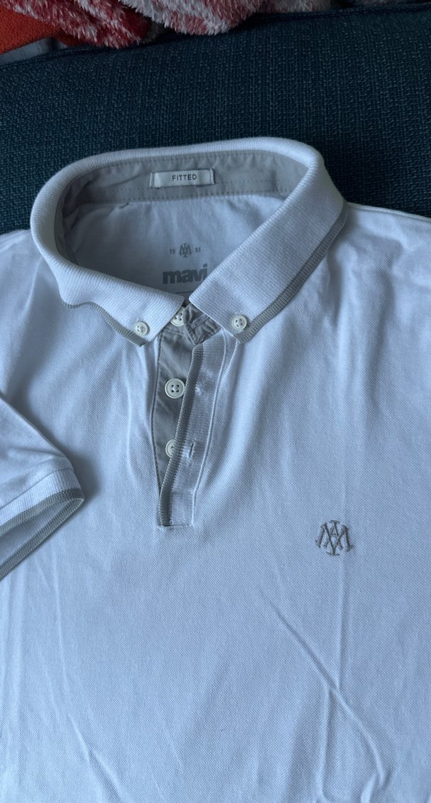 Pamuklu Beyaz Kısa Kollu Polo Tişört - Görsel 3