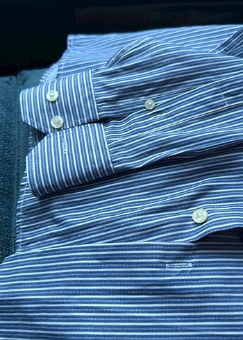 Mavi Çizgili Uzun Kollu Erkek Gömlek - Görsel 6