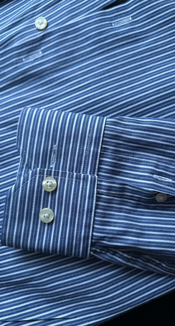 Mavi Çizgili Uzun Kollu Erkek Gömlek - Görsel 5