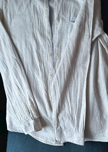 Bej Keten Erkek Gömlek Uzun Kollu - Görsel 10