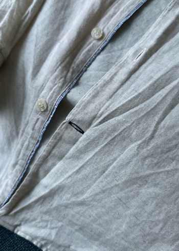 Bej Keten Erkek Gömlek Uzun Kollu - Görsel 7