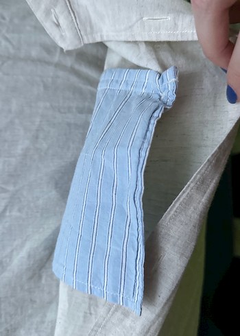 Bej Keten Erkek Gömlek Uzun Kollu - Görsel 5