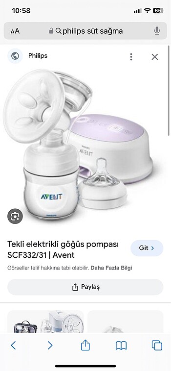 Philips göğüs pompası