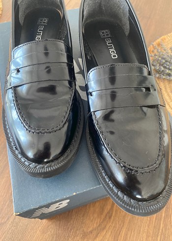 38 Beden Siyah Parlak Kadın Loafer Ayakkabı