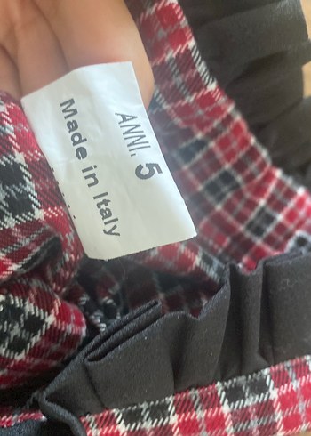5 Yaş Beden bordo Renk Kareli Pantolon