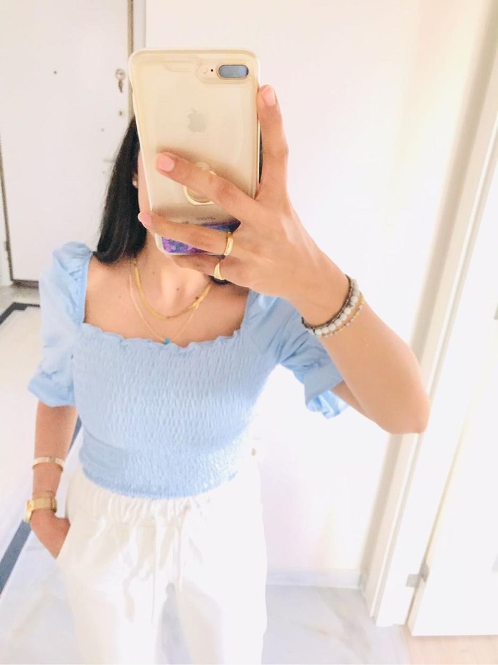 Karpuz kol sandık yaka bluz Body - Görsel 3