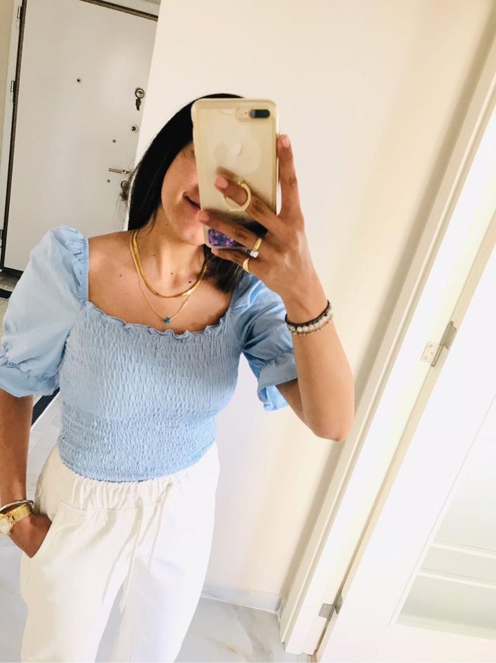 Karpuz kol sandık yaka bluz Body - Görsel 4