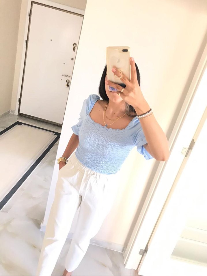 Karpuz kol sandık yaka bluz Body - Görsel 5