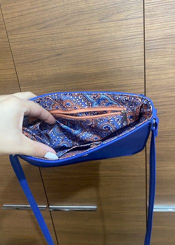 Beden lacivert Renk Mavi Deri Kadın Çanta Fiyonk Detaylı