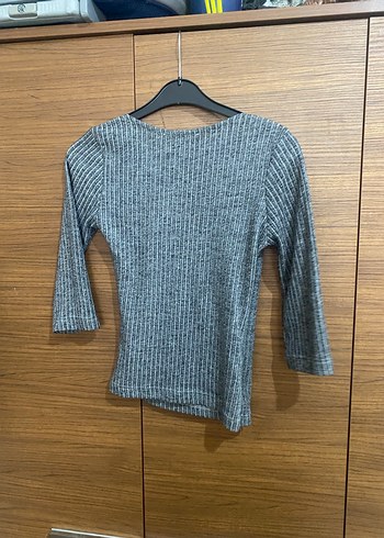 Zara Gri V Yaka Triko Kadın Bluz