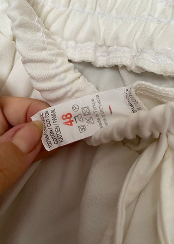 42 Beden beyaz Renk Beyaz Salaş Midi Keten Kadın Pantolon