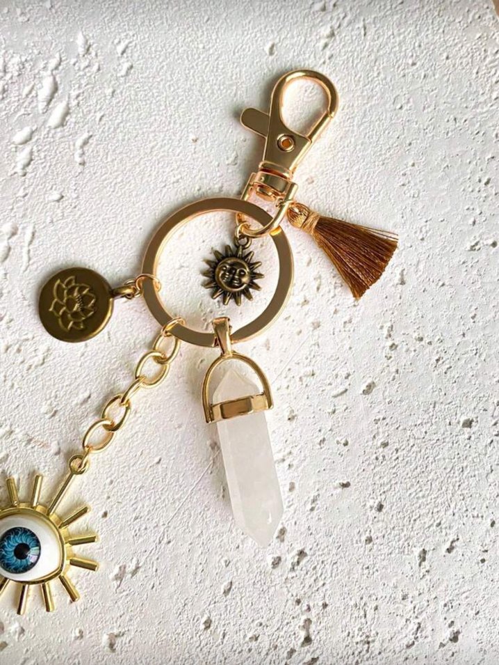 Püsküllü Altın Renk Bohem Anahtarlık - Görsel 4