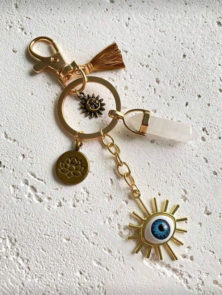 Püsküllü Altın Renk Bohem Anahtarlık - Görsel 2