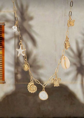 Bohem Zincir Detaylı Uzun Altın Kolye - Görsel 3