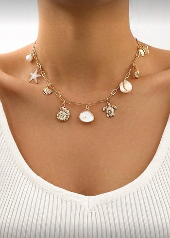 Bohem Zincir Detaylı Uzun Altın Kolye - Görsel 4