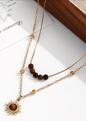 Bohem Tarzı Boncuklu Kahverengi Kolye - Görsel 2