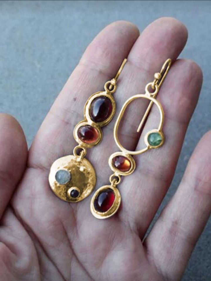 Uzun Altın Boncuklu Bohem Küpeler - Görsel 2