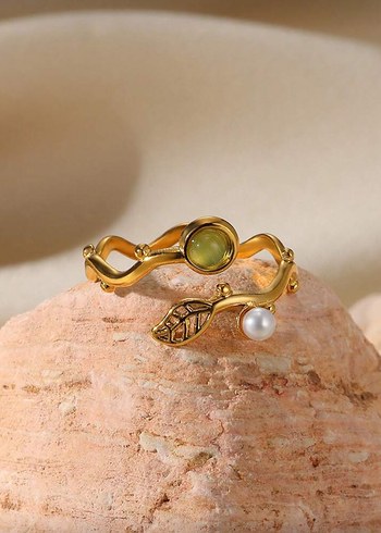 Altın Renkli Boncuklu Bohem Yüzük - Görsel 3