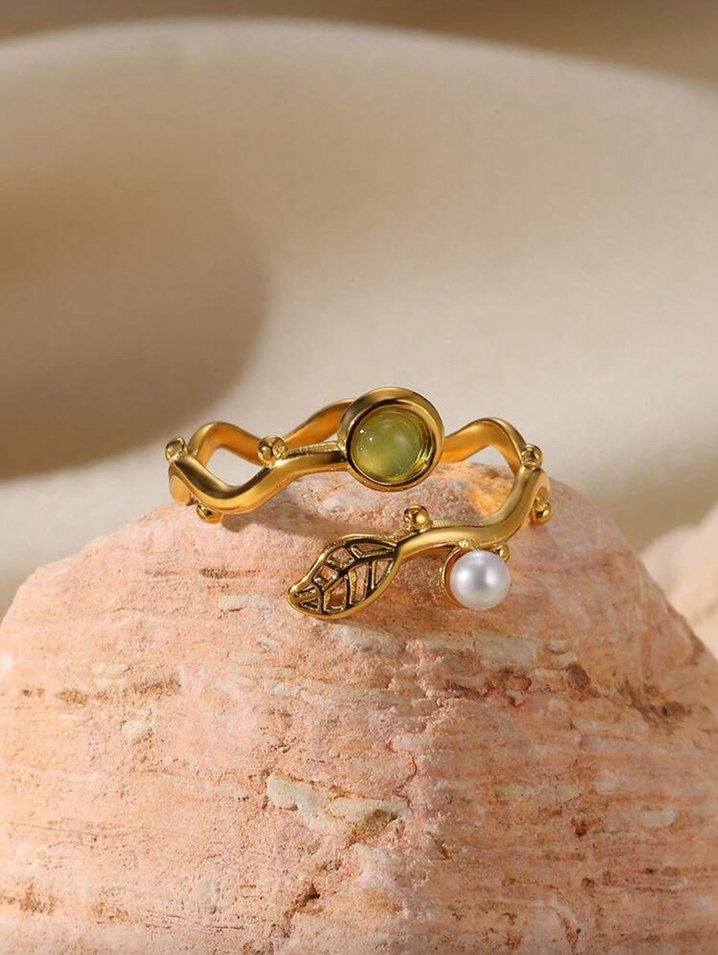 Altın Renkli Boncuklu Bohem Yüzük - Görsel 3