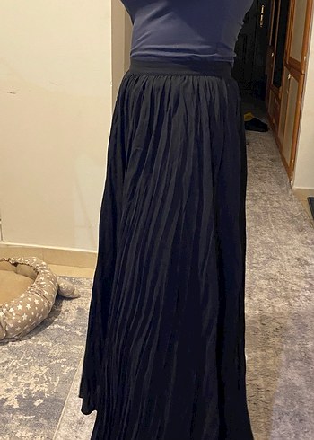 Siyah Donette Piliseli Midi Etek - Görsel 5