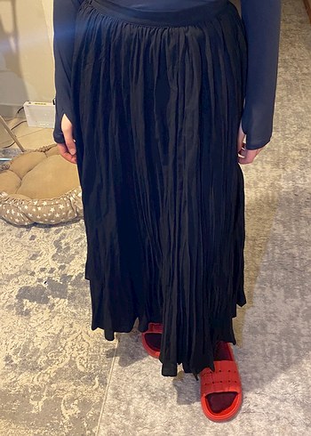 Siyah Donette Piliseli Midi Etek - Görsel 7