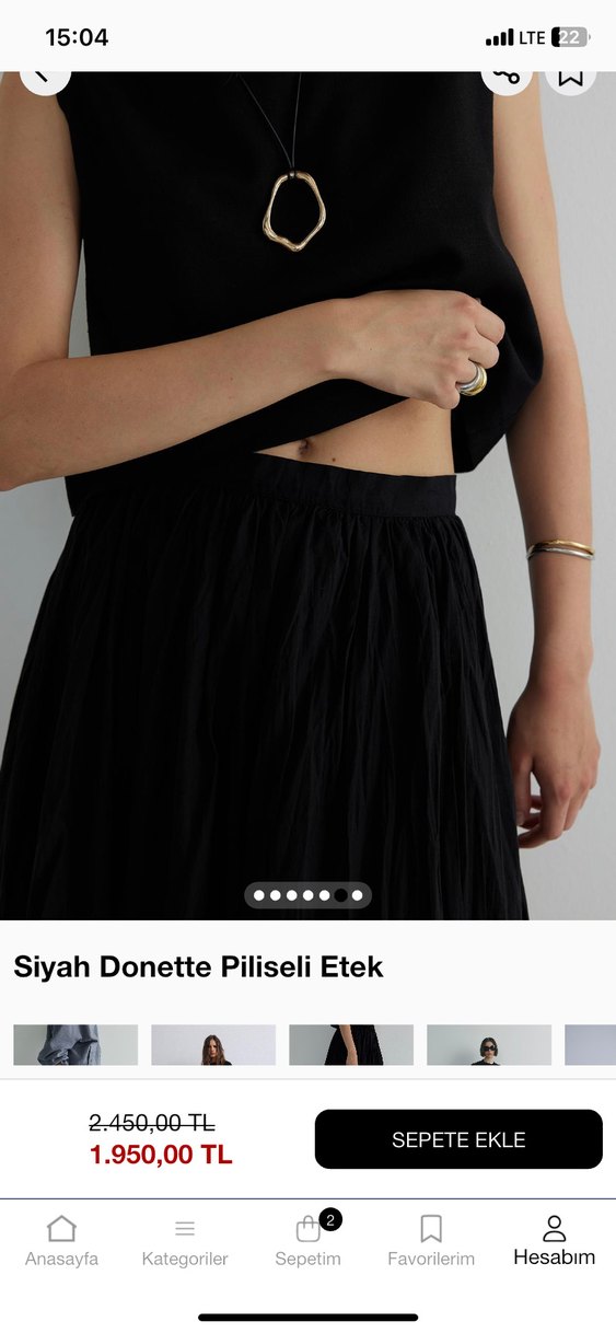 Siyah Donette Piliseli Midi Etek - Görsel 3