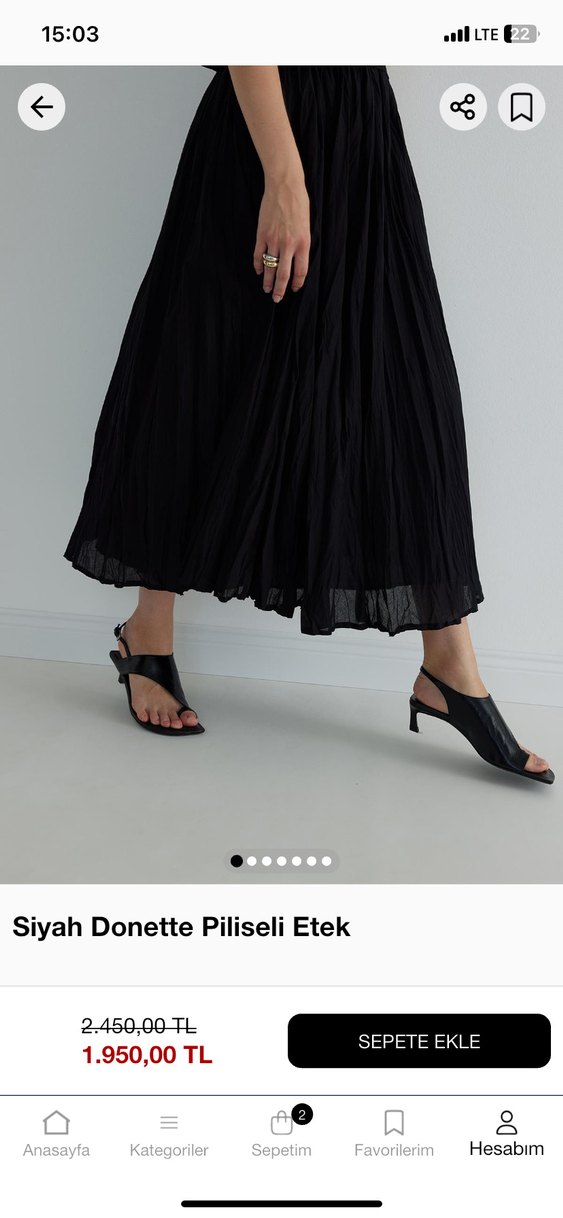 Siyah Donette Piliseli Midi Etek - Görsel 4