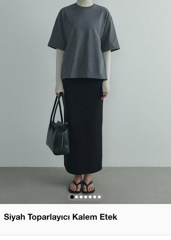 Siyah Toparlayıcı Kalem Midi Etek - Görsel 2
