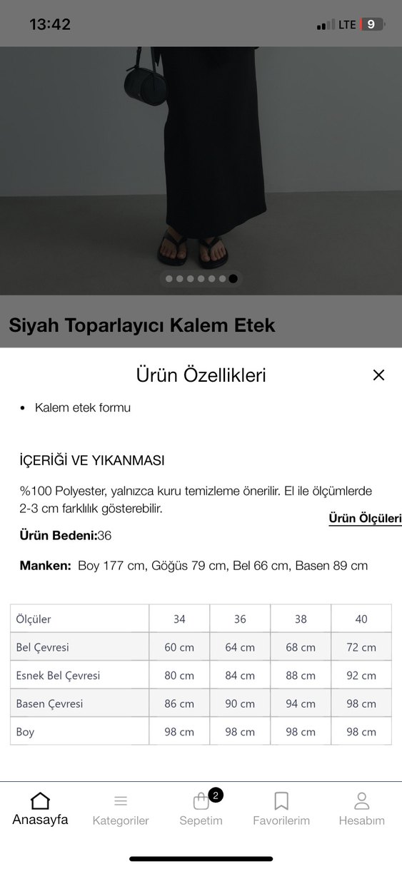 Siyah Toparlayıcı Kalem Midi Etek - Görsel 3