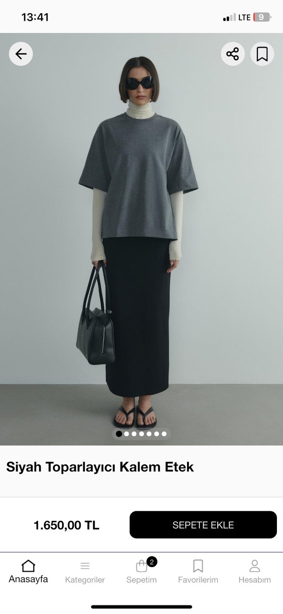 Siyah Toparlayıcı Kalem Midi Etek - Görsel 2