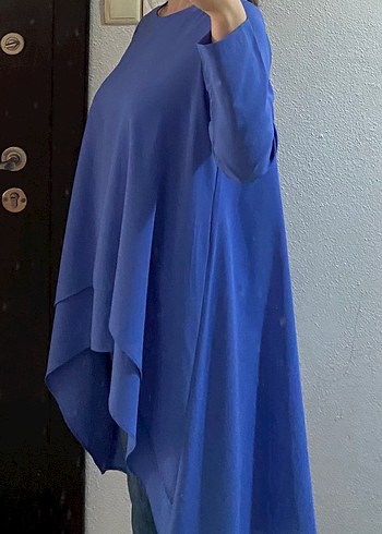 Kadın Mavi Uzun Kollu Salaş Tunik - Görsel 3