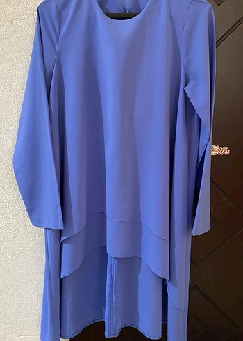 Kadın Mavi Uzun Kollu Salaş Tunik - Görsel 4