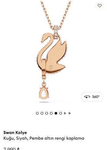 Pembe Altın Kaplama Siyah Kuğu Kolye - Görsel 5