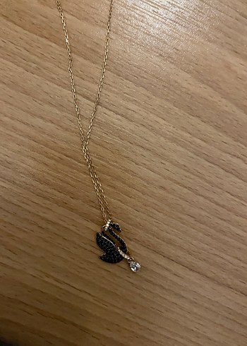 Pembe Altın Kaplama Siyah Kuğu Kolye - Görsel 6