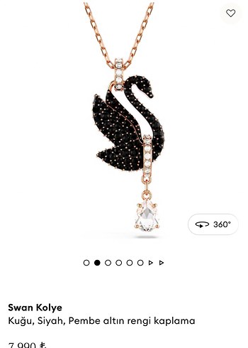 Pembe Altın Kaplama Siyah Kuğu Kolye - Görsel 2