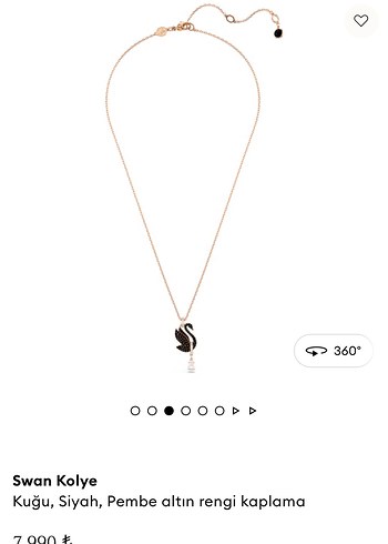 Pembe Altın Kaplama Siyah Kuğu Kolye - Görsel 3