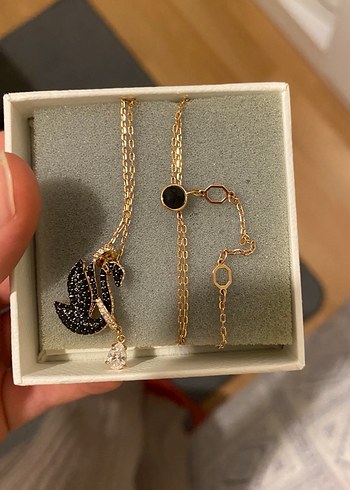 Pembe Altın Kaplama Siyah Kuğu Kolye - Görsel 7