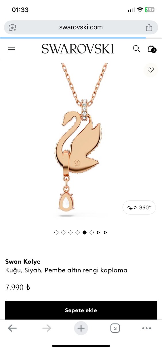 Pembe Altın Kaplama Siyah Kuğu Kolye - Görsel 5