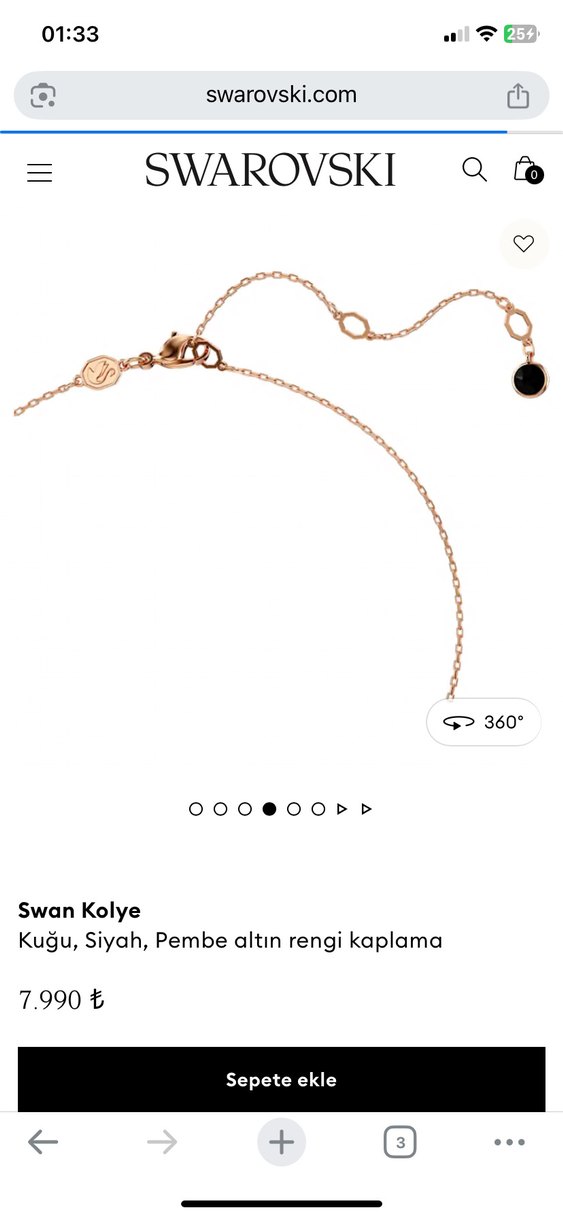 Pembe Altın Kaplama Siyah Kuğu Kolye - Görsel 4