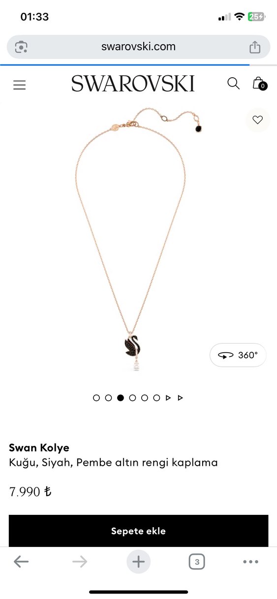 Pembe Altın Kaplama Siyah Kuğu Kolye - Görsel 3