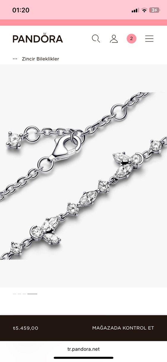 Zarif Çiçek Desenli Zincir Detaylı Bileklik pandora - Görsel 2