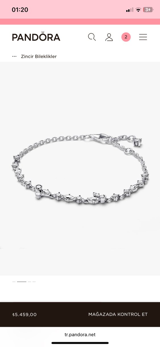 Zarif Çiçek Desenli Zincir Detaylı Bileklik pandora - Görsel 3