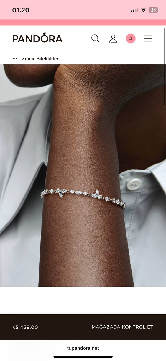 Zarif Çiçek Desenli Zincir Detaylı Bileklik pandora - Görsel 4