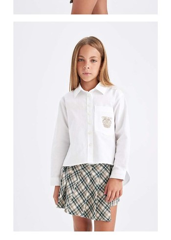 kız çocuk beyaz gömlek - Görsel 3