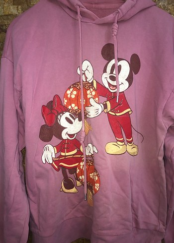 Diğer Renkli Baskılı Kapüşonlu pembe Sweatshirt