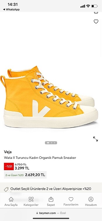 beymen veja turuncu ayakkabı